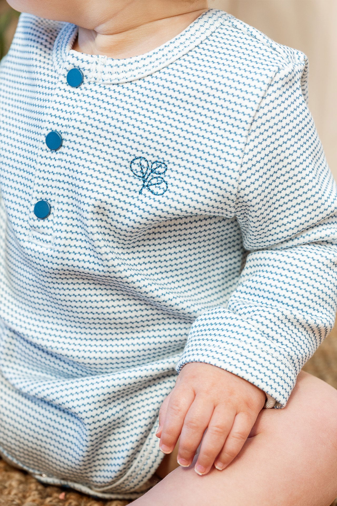 Henley Rib Bodysuit Trellis Navy