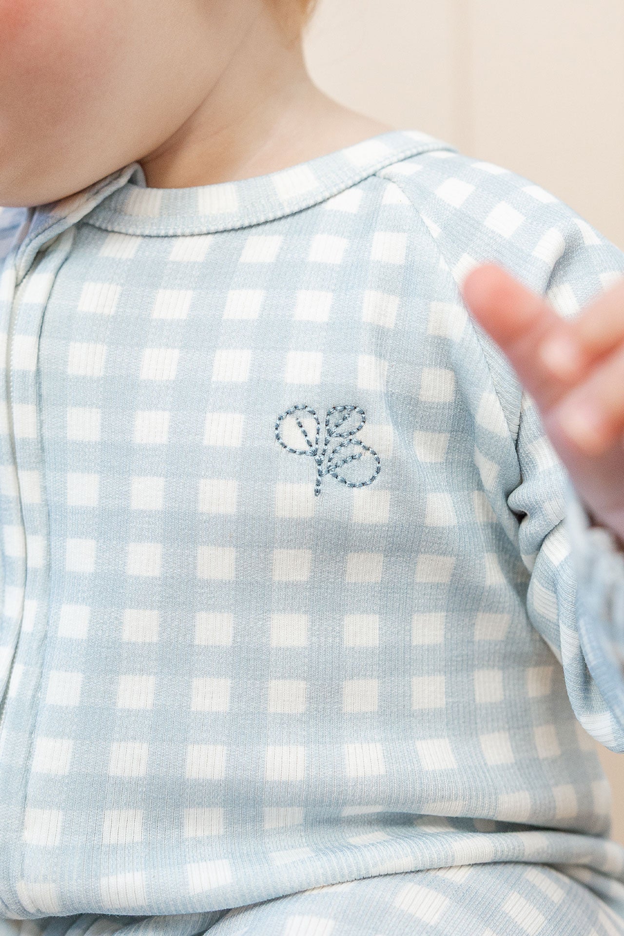 Growsuit Light Blue Gingham Rib