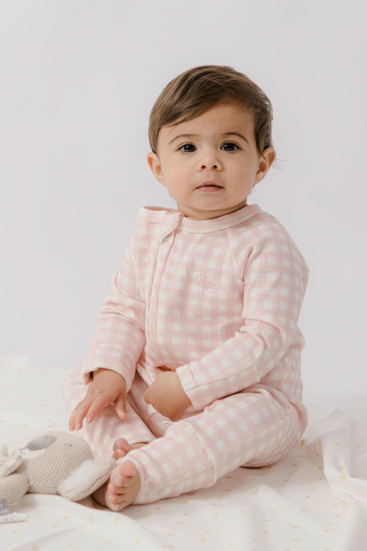Growsuit Pink Gingham Rib