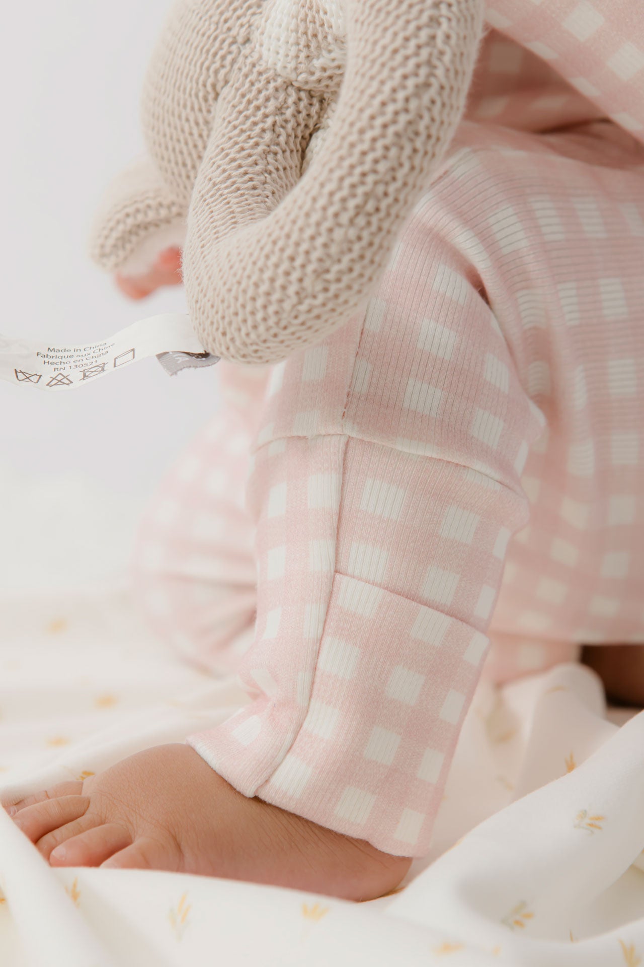 Growsuit Pink Gingham Rib
