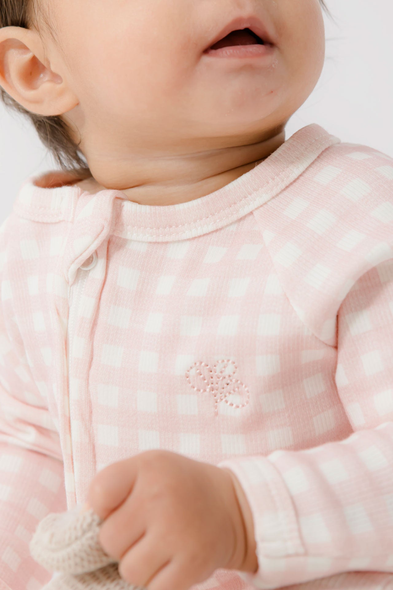 Growsuit Pink Gingham Rib