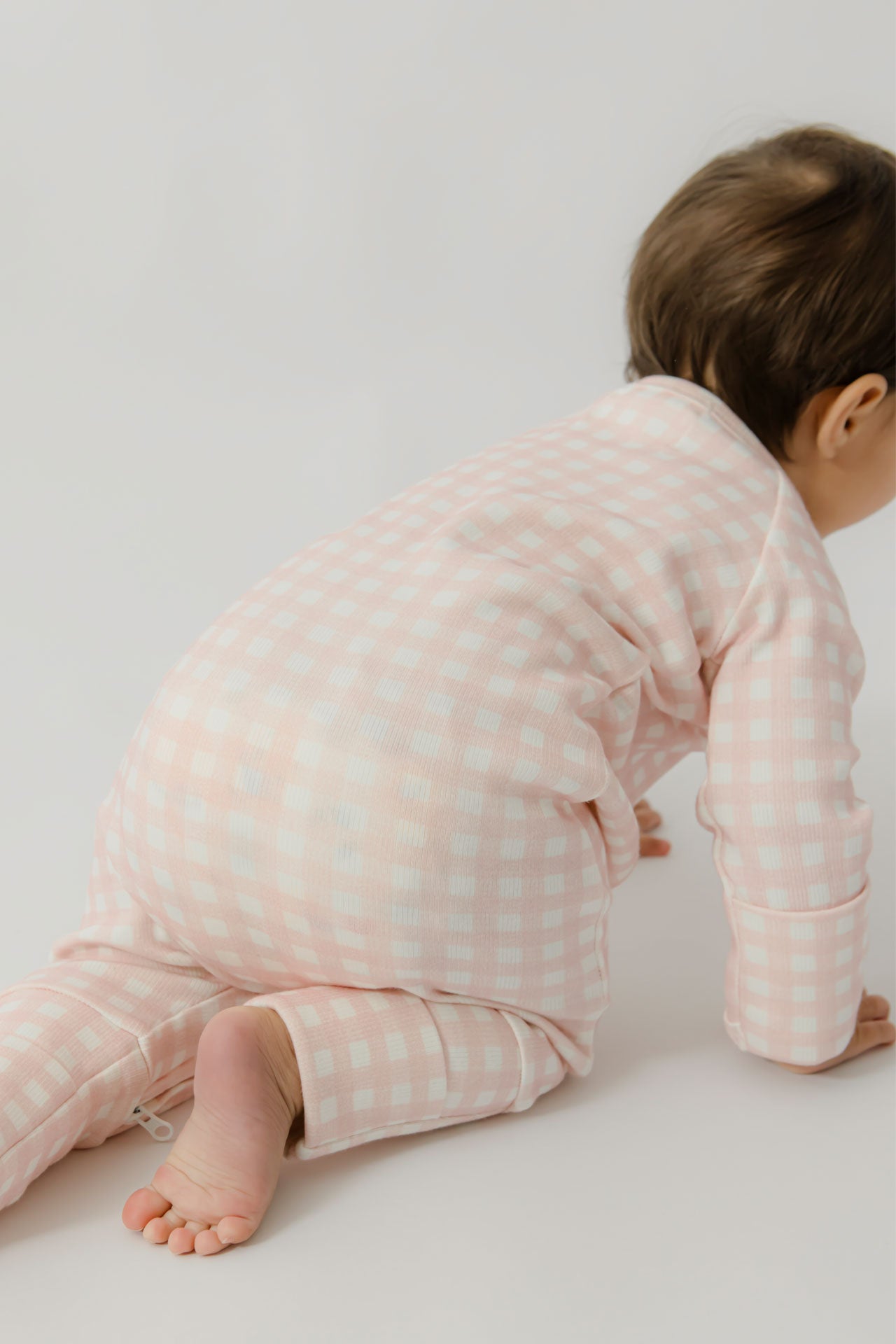 Growsuit Pink Gingham Rib