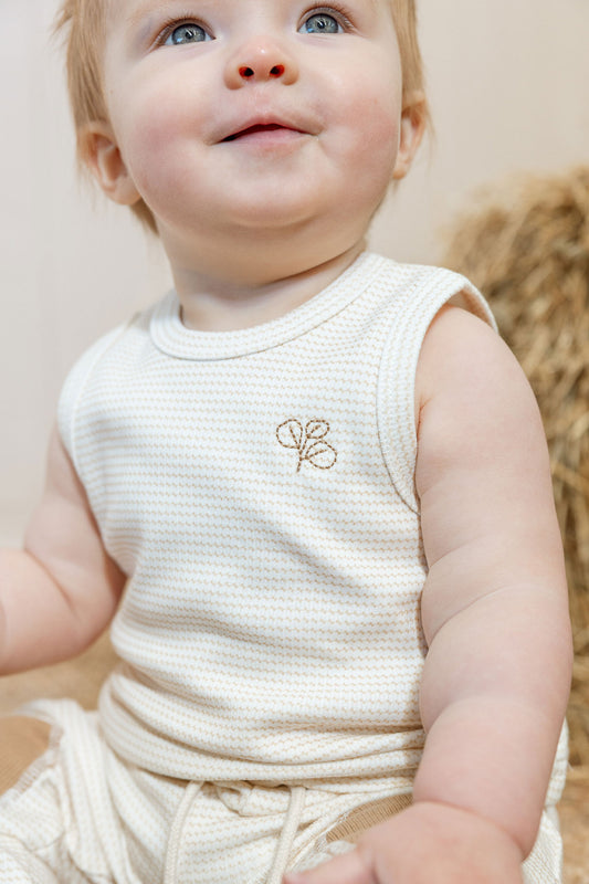 Baby Rib Singlet Trellis Oat