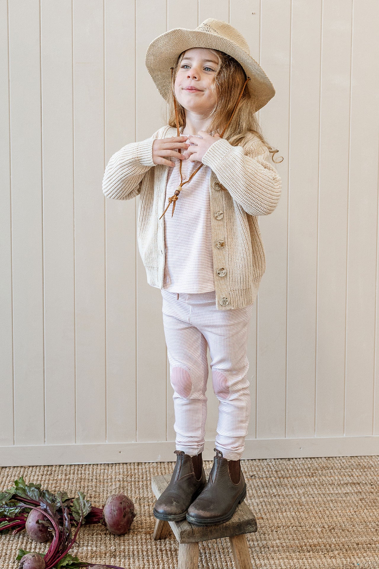 Rib Patch Legging Trellis Pink