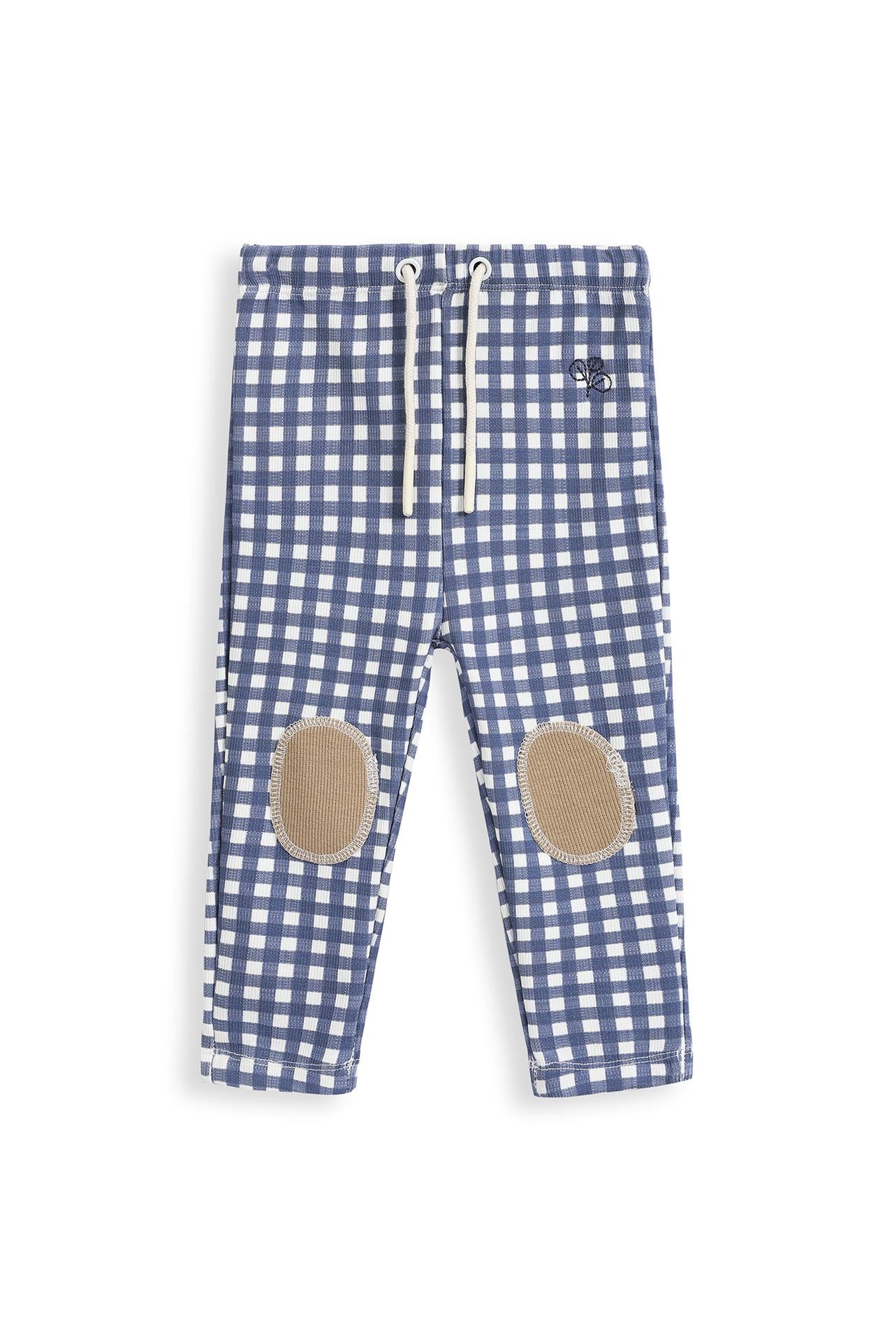 Rib Patch Legging Navy Gingham