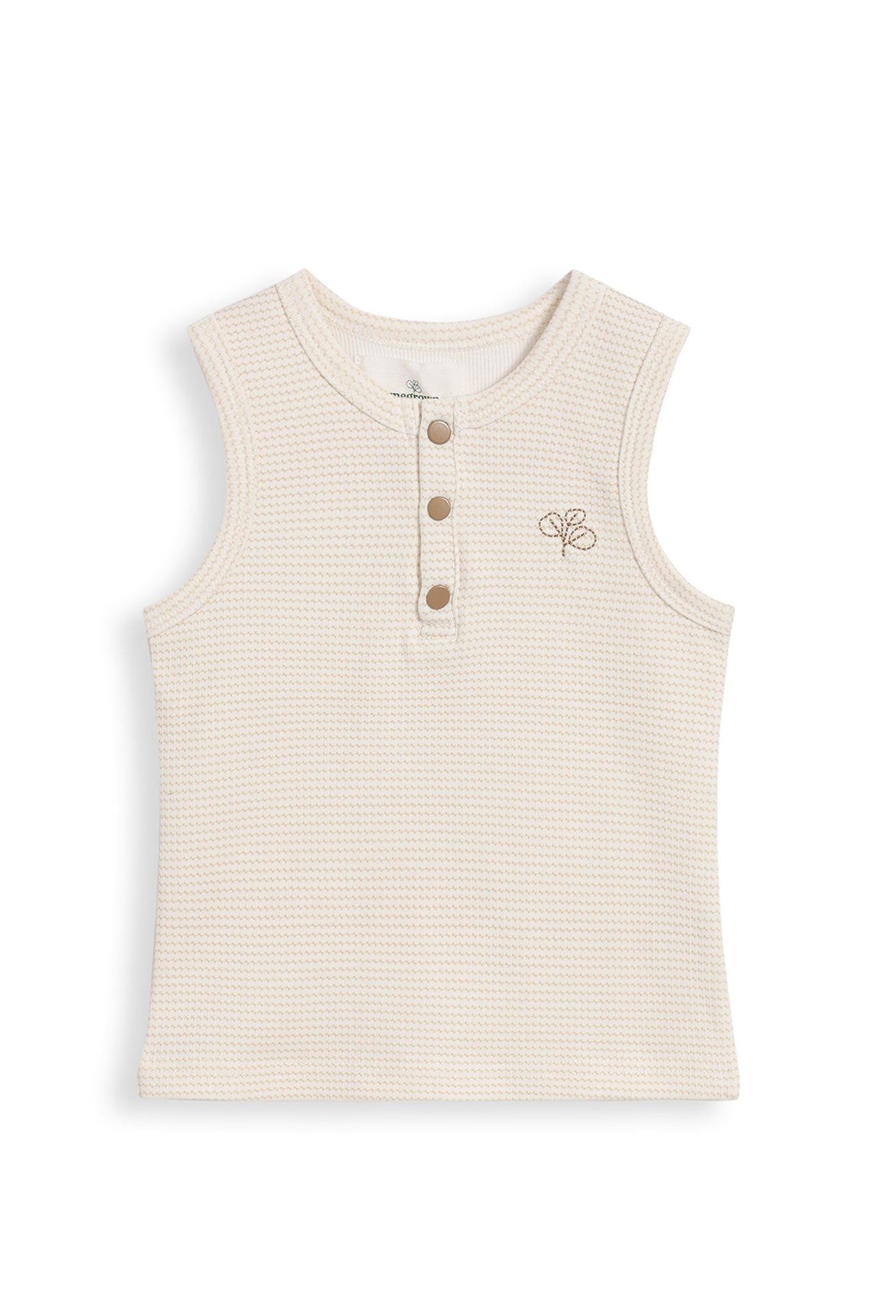 Henley Rib Singlet Trellis Oat