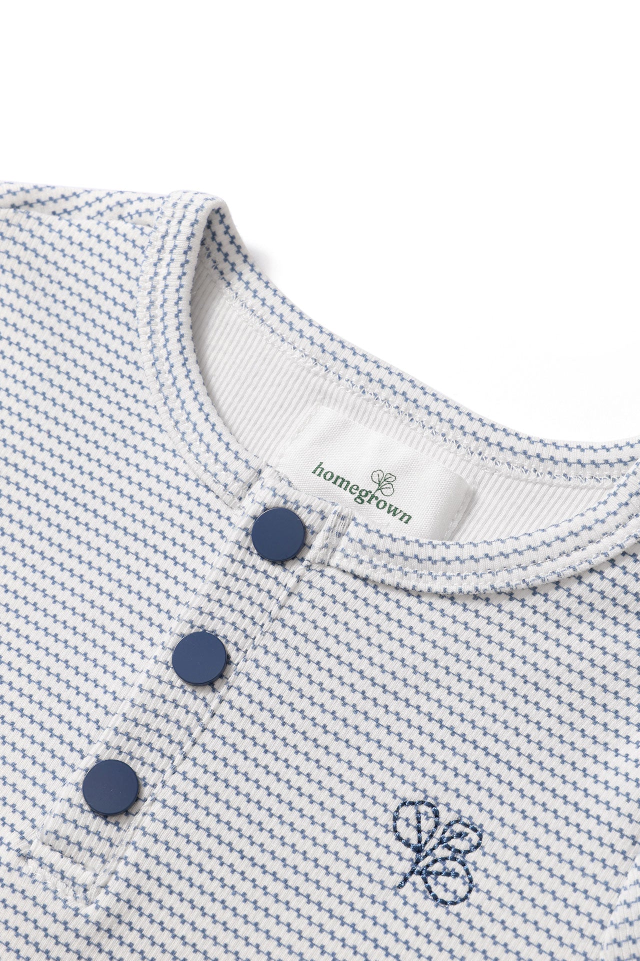 Long Sleeved Henley Top Trellis Navy