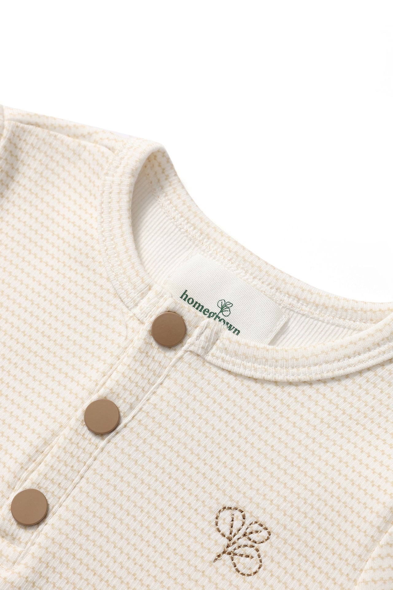 Long Sleeved Henley Top Trellis Oat