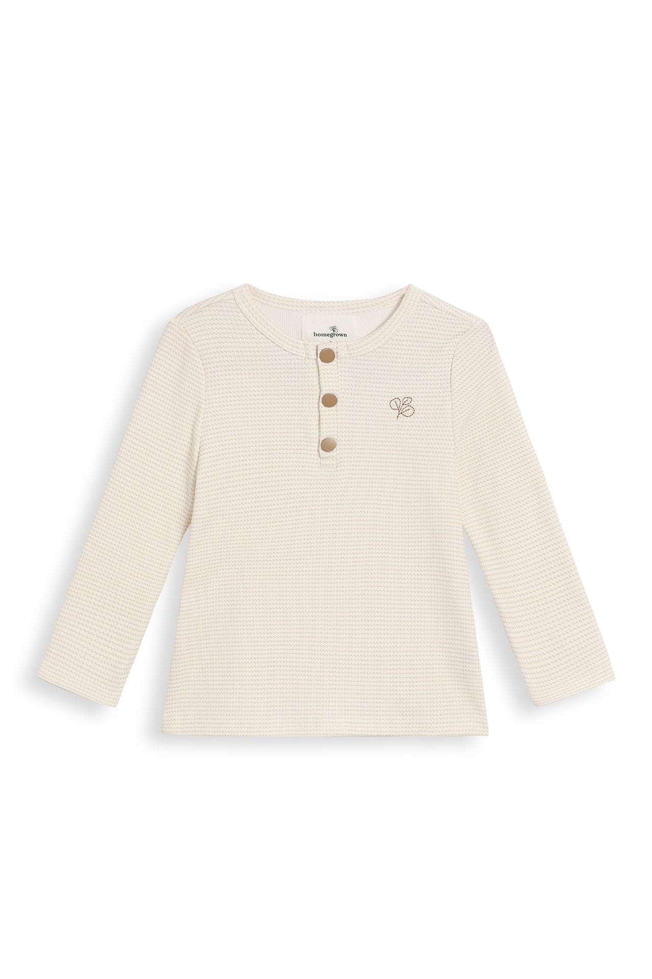 Long Sleeved Henley Top Trellis Oat
