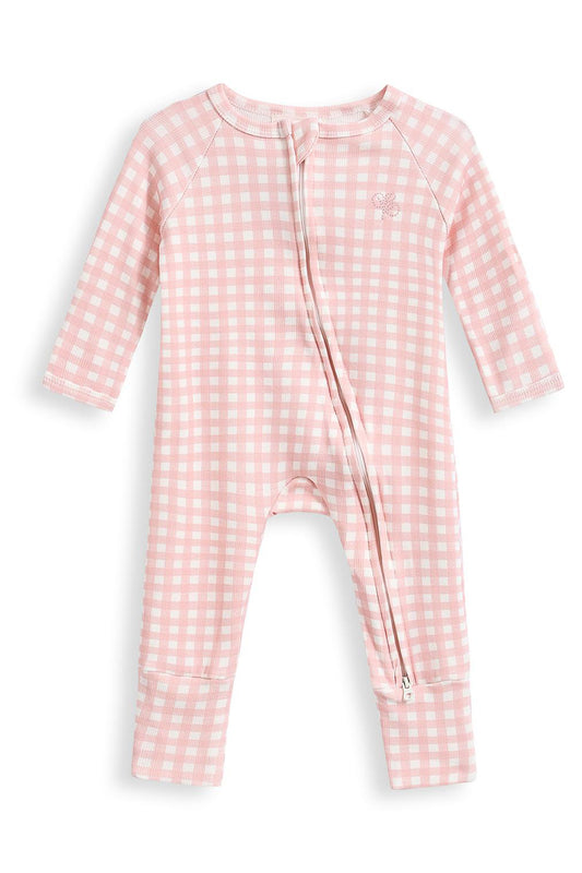 Growsuit Pink Gingham Rib