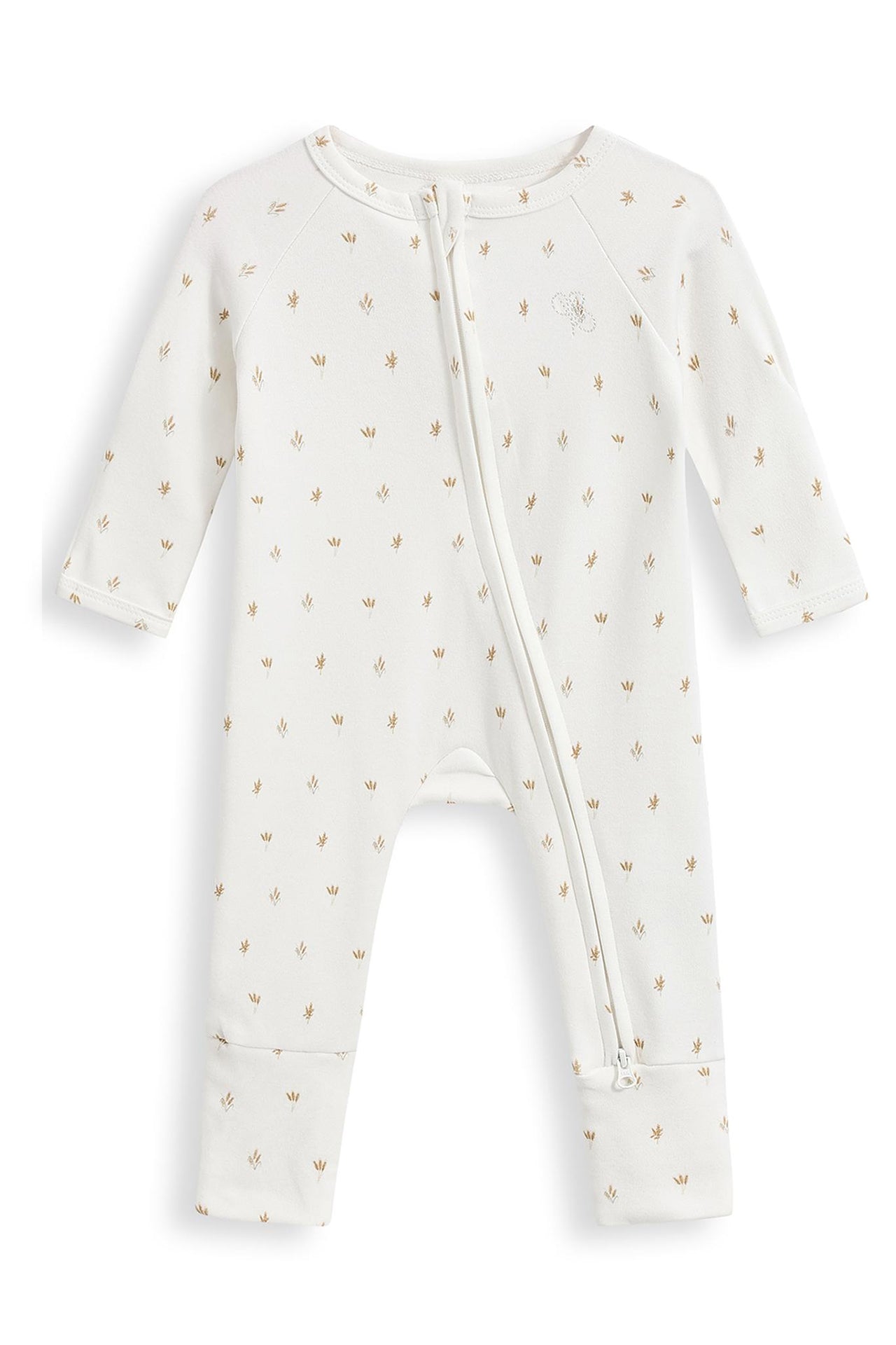 Organic Baby Clothes Romper, Long Sleeves, Two Way Zip Size