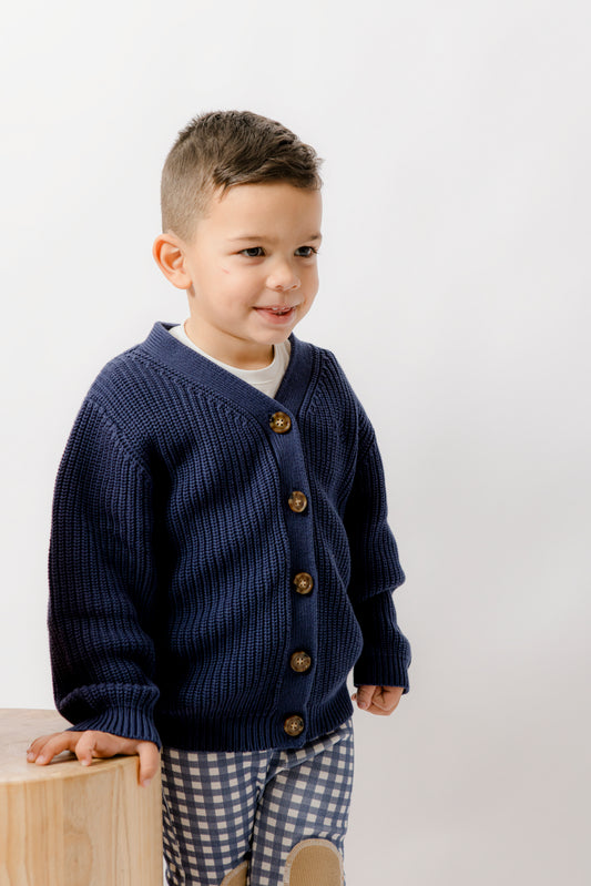 Chunky Knit Cardigan Navy
