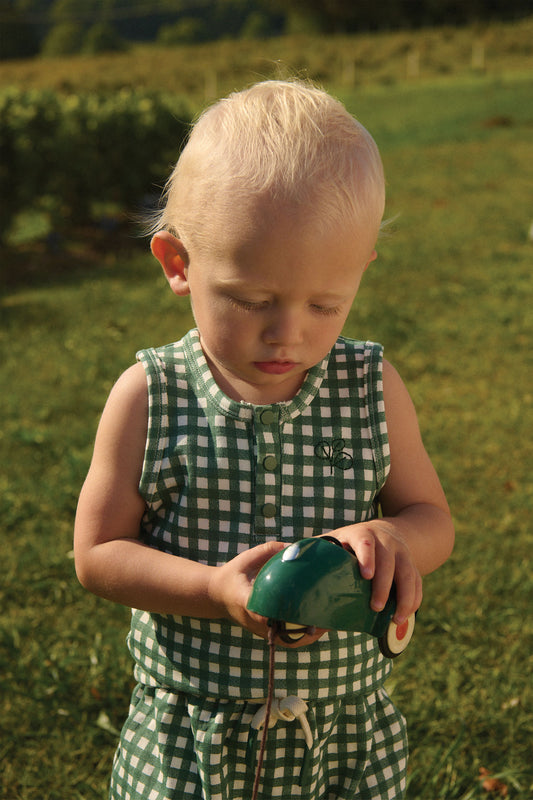 Baby Singlet Set Green Gingham