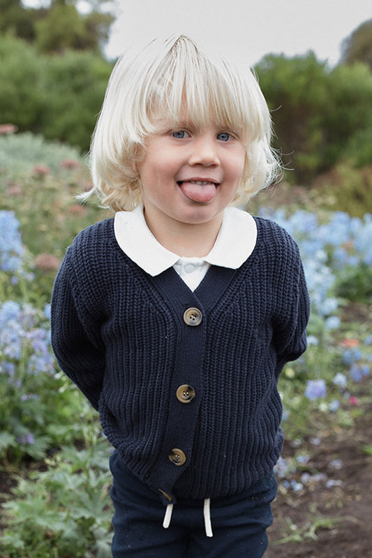 Chunky Knit Cardigan Navy