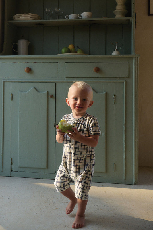 Joey Romper Navy Check