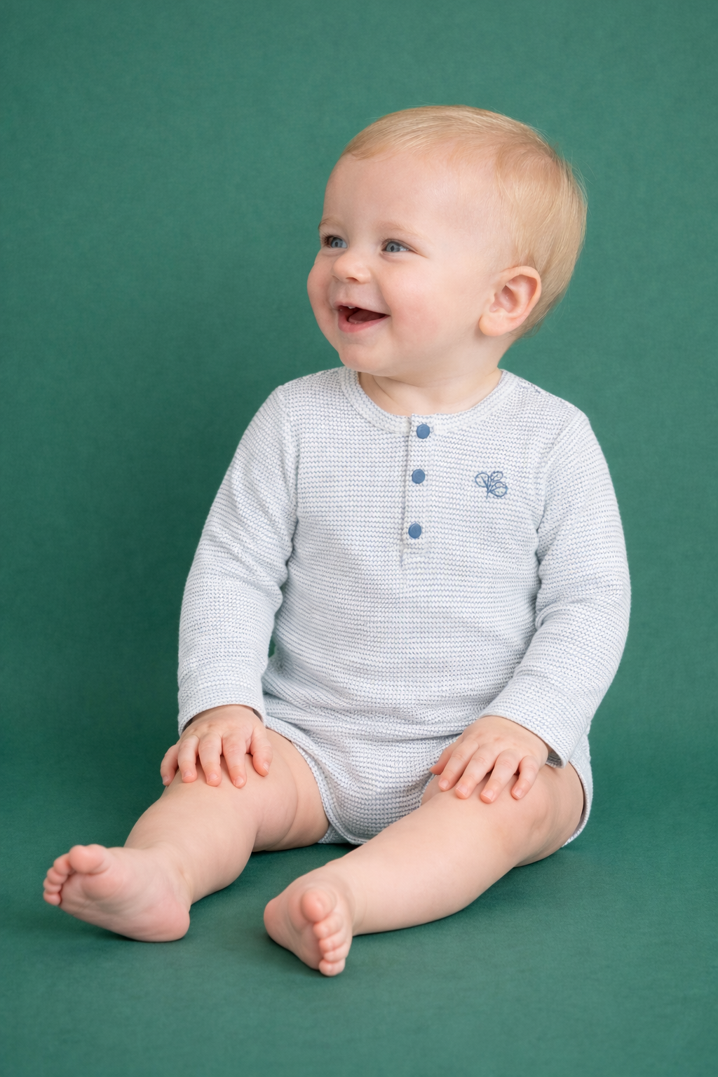 Henley Rib Bodysuit Trellis Navy