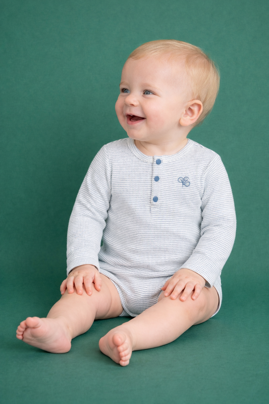 Henley Rib Bodysuit Trellis Navy