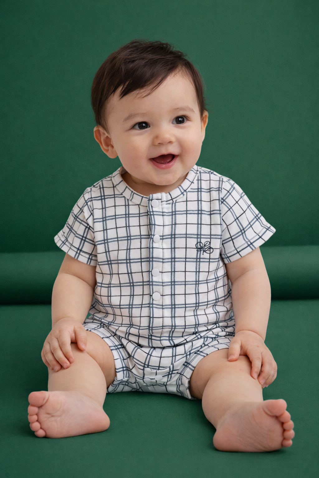 Joey Romper Navy Check