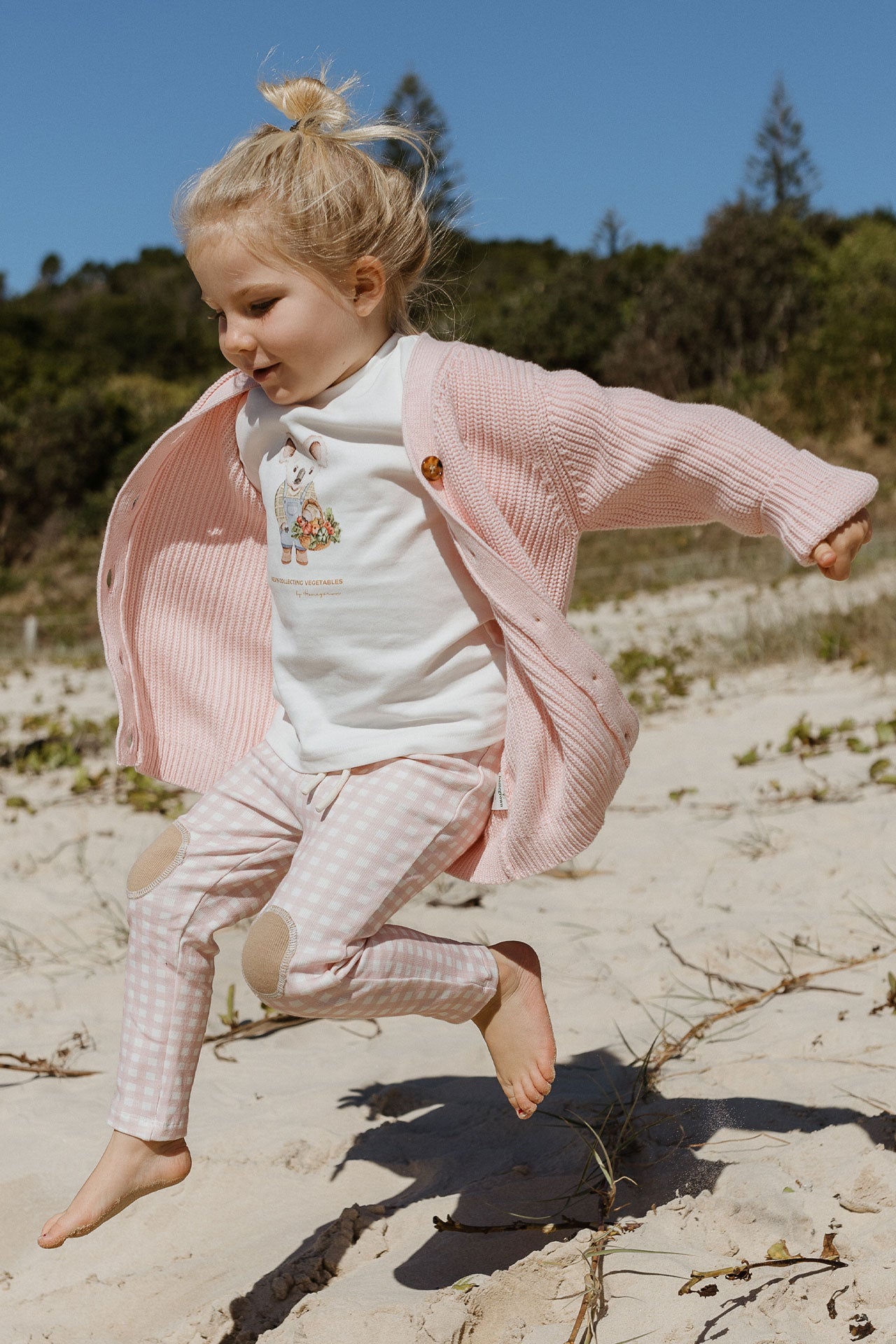 Rib Patch Legging Pink Gingham