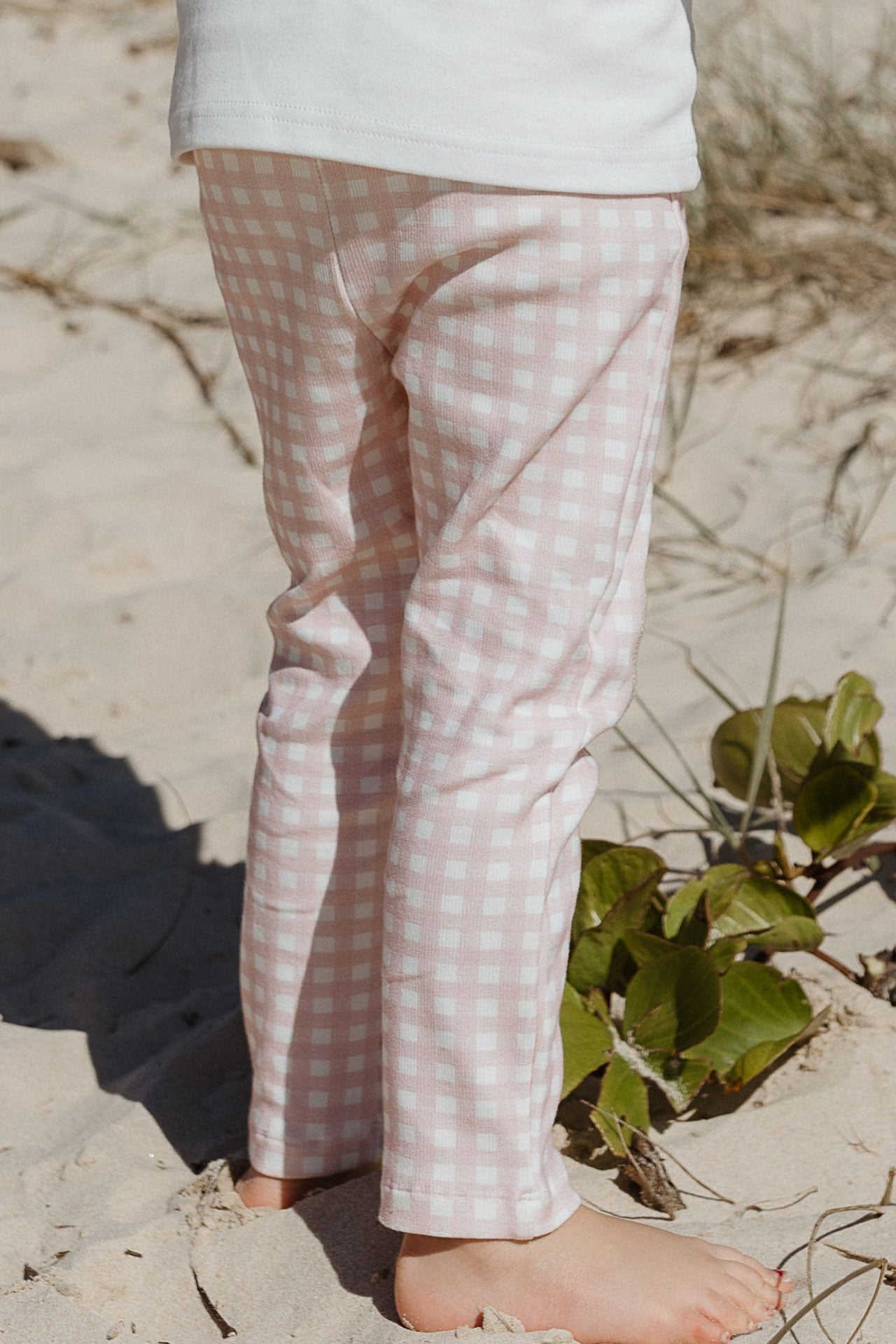 Rib Patch Legging Pink Gingham