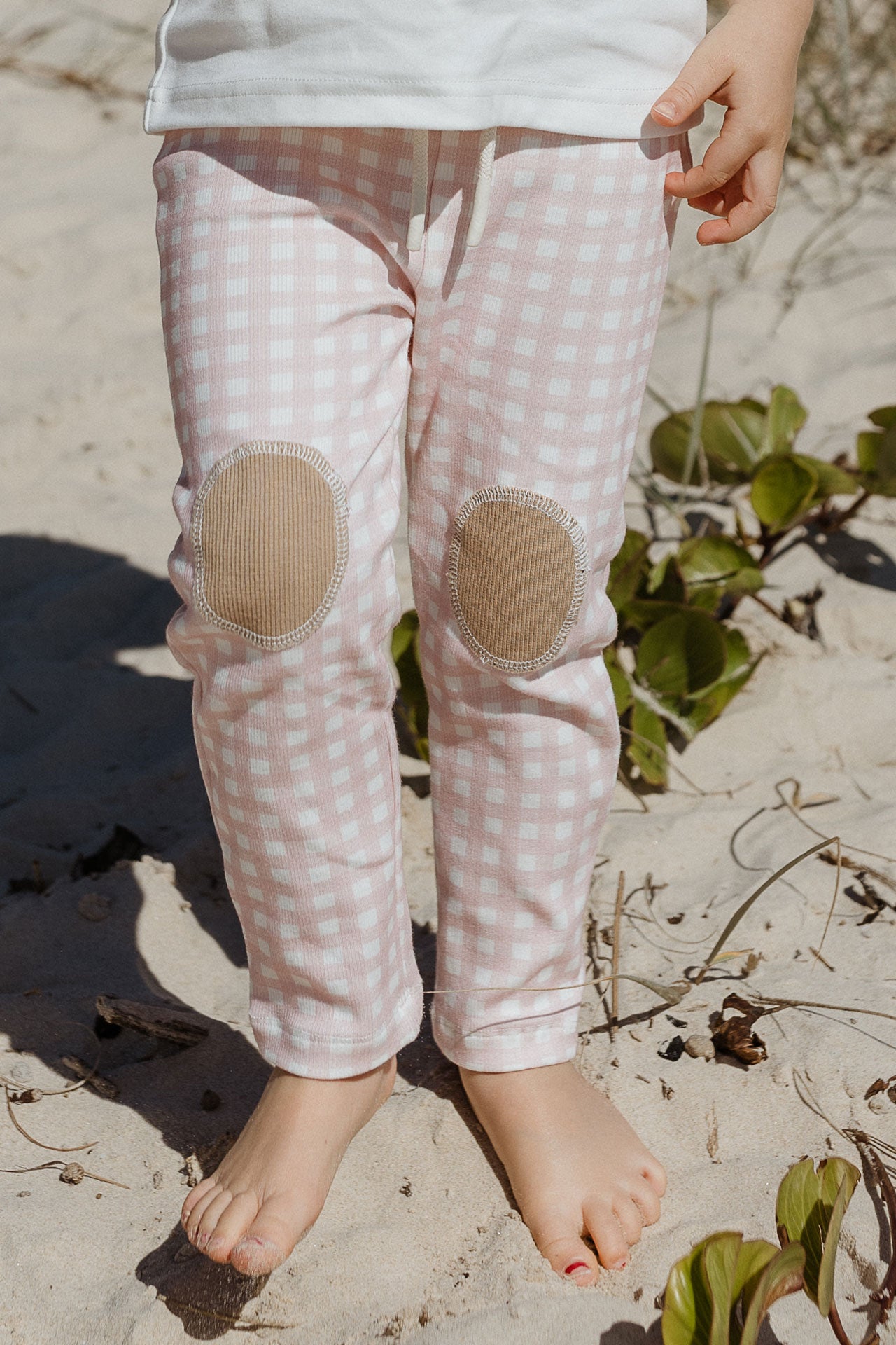 Rib Patch Legging Pink Gingham