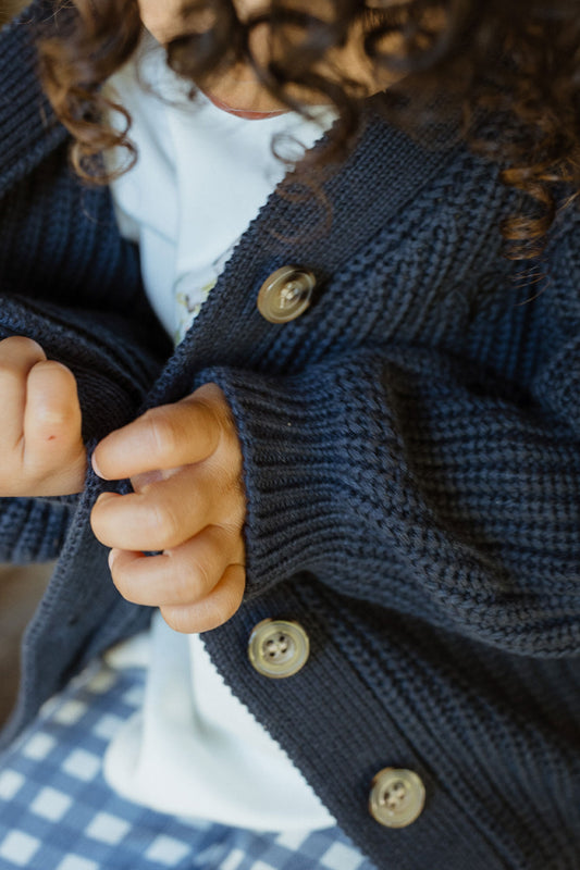 Chunky Knit Cardigan Navy