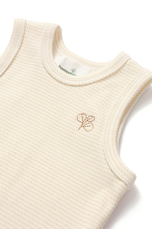 Baby Rib Singlet Trellis Oat