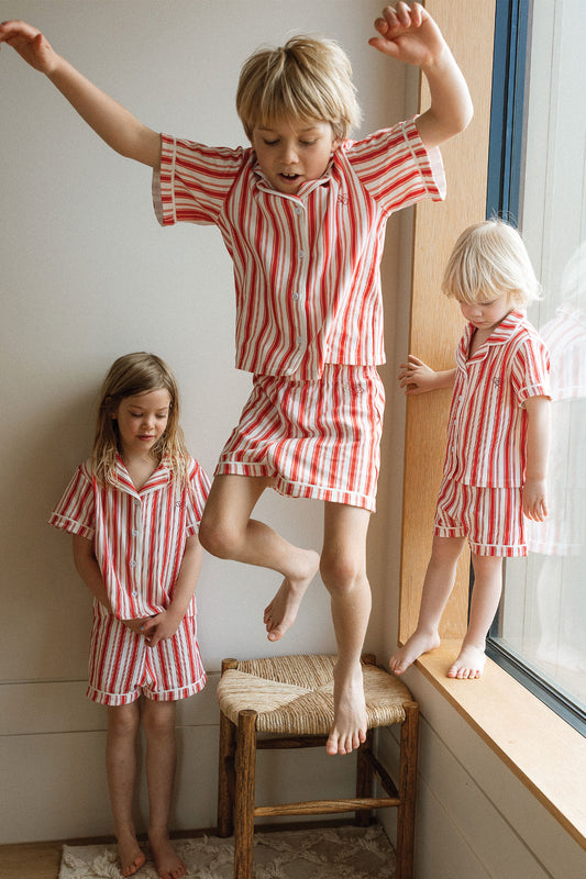 Kids Short PJ Set Holiday Stripe