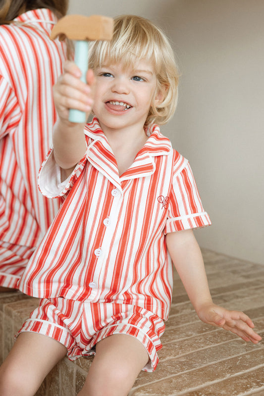 Kids Short PJ Set Holiday Stripe