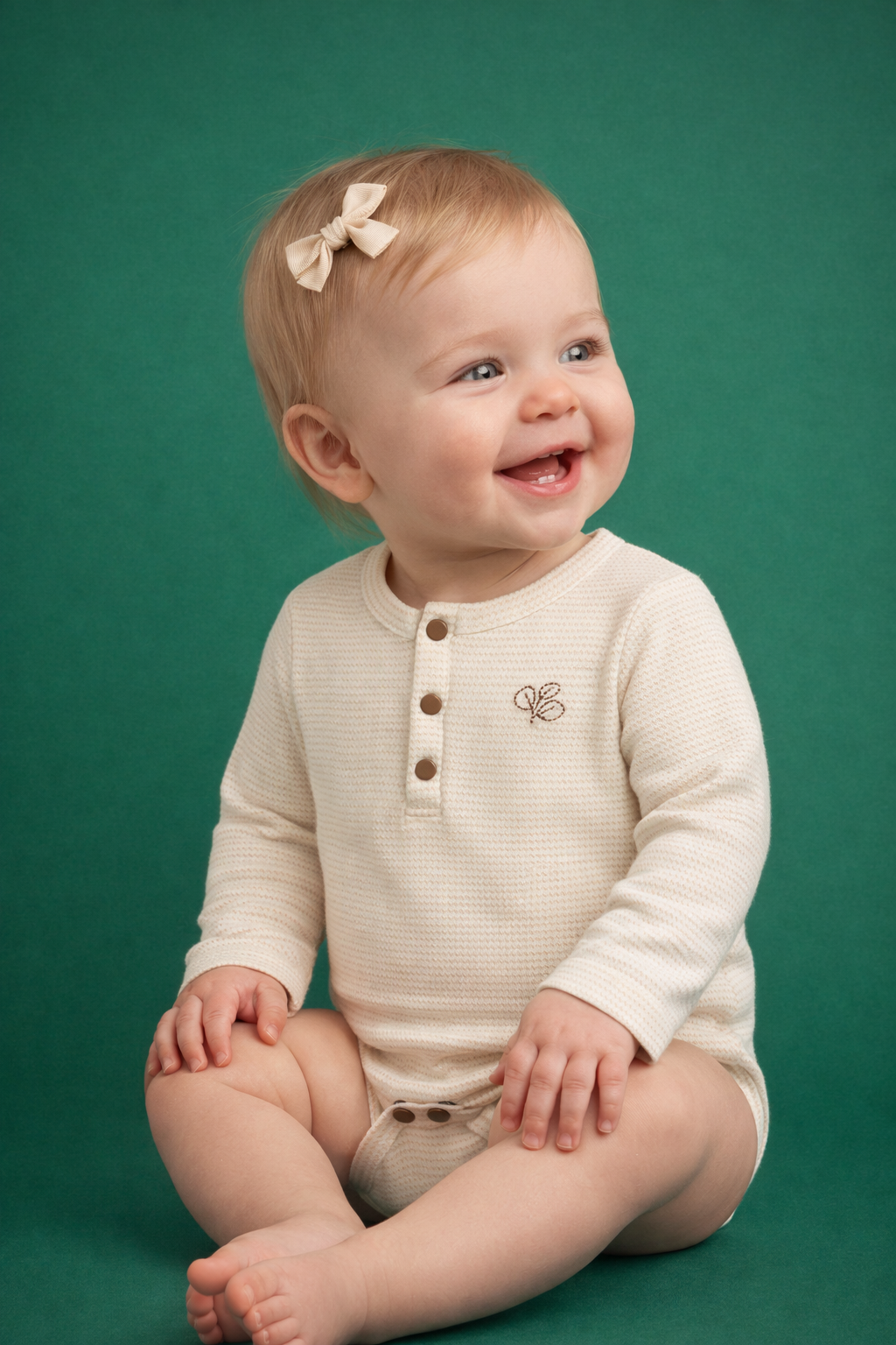 Henley Rib Bodysuit Trellis Oat