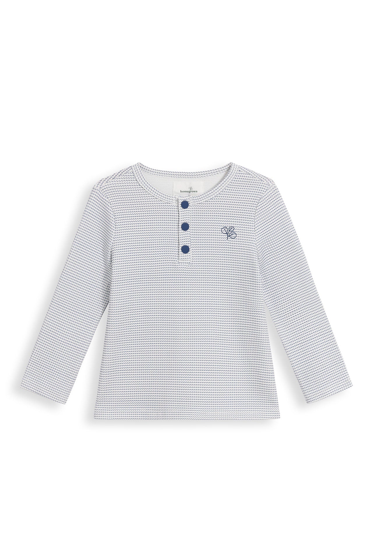 Long Sleeved Henley Top Trellis Navy