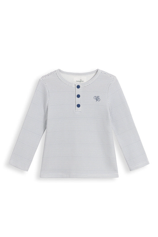 Long Sleeved Henley Top Trellis Navy
