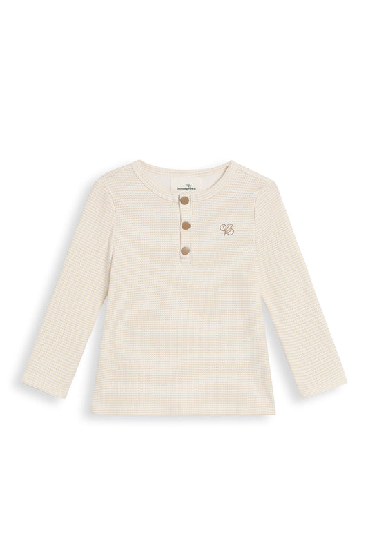 Long Sleeved Henley Top Trellis Oat